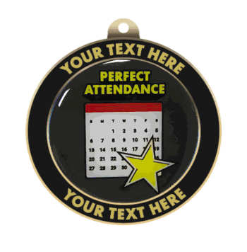 Perfect Attendance Insert Medal with Personalized Rim - Click to enlarge