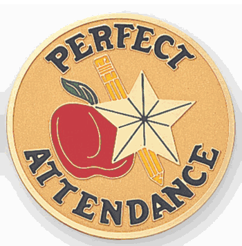 Perfect Attendance Medal Insert (Etched) - Click to enlarge
