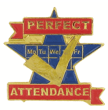 Perfect Attendance Pin - Color - Click to enlarge