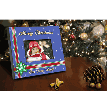 Personalized Blue Holiday Picture Frame - Click to enlarge