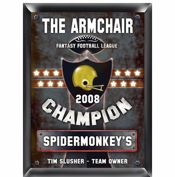 Personalized Fantasy Football Champion Plaque - Click to enlarge