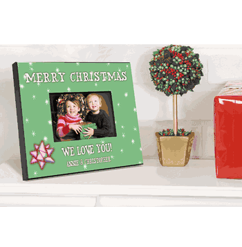 Personalized Green Holiday Picture Frame - Click to enlarge