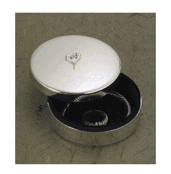 Personalized Silver-plated Jewelry Box with Raised Heart - Click to enlarge