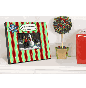 Personalized Stripes Holiday Picture Frame - Click to enlarge