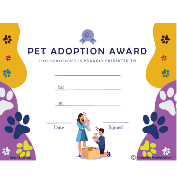 Free Pet Adoption Certificate Template | TrophyCentral