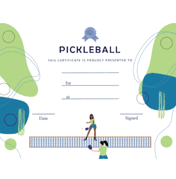 Pickleball Award Free Template - Women's Singles - Click to enlarge