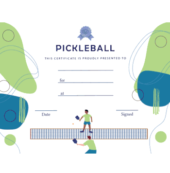 Pickleball Award Certificate - Free Template - Men's Singles - Click to enlarge