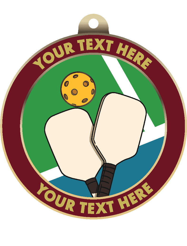 Colorful Pickleball Insert Medals with Customizable Front Rim