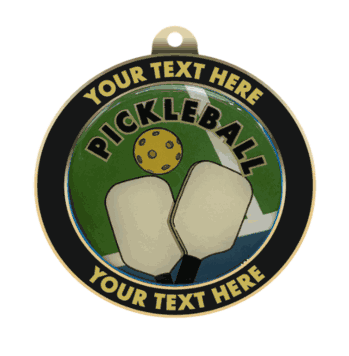 Pickleball Insert Medal with Personalized Rim - Click to enlarge