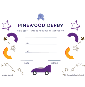 Free Pinewood Derby Certificate Template | TrophyCentral