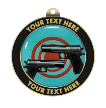 Pistols Insert Medal with Personalized Rim - Click to enlarge
