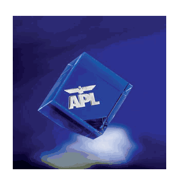 Plaza Crystal Paperweight with Logo - Click to enlarge