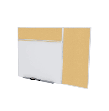 Porcelain Magnetic Whiteboard/ Natural Cork Bulletin Board Combo Board, Style B, 5'H x 12'W - Click to enlarge