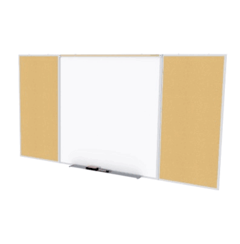 Porcelain Magnetic Whiteboard/ Natural Cork Bulletin Board Combo Board, Style D, 5'H x 8'W - Click to enlarge