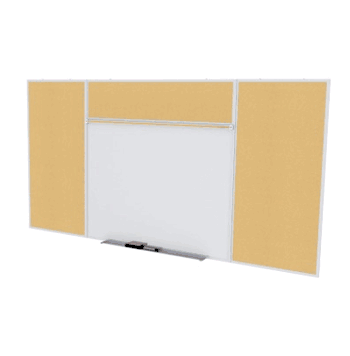 Porcelain Magnetic Whiteboard/ Natural Cork Bulletin Board Combo Board, Style E, 5'H x 8'W - Click to enlarge