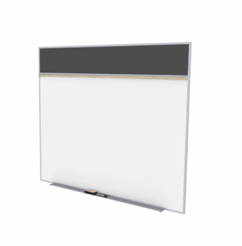 Porcelain Magnetic Whiteboard/ Recycled Rubber Bulletin Board Combo Board, Style A, 5'H x 6'W, Black - Click to enlarge