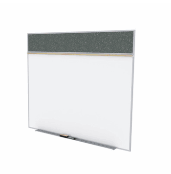 Porcelain Magnetic Whiteboard/ Recycled Rubber Bulletin Board Combo Board, Style A, 5'H x 12'W, Confetti - Click to enlarge