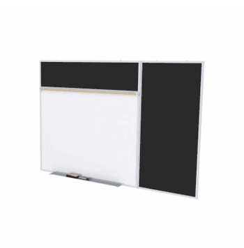 Porcelain Magnetic Whiteboard/ Recycled Rubber Bulletin Board Combo Board, Style B, 5'H x 6'W, Black - Click to enlarge