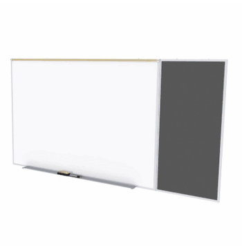 Porcelain Magnetic Whiteboard/ Recycled Rubber Bulletin Board Combo Board, Style C, 5'H x 10'W, Black - Click to enlarge