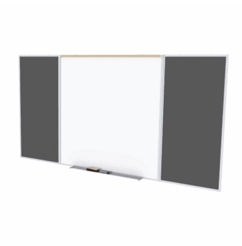 Porcelain Magnetic Whiteboard/ Recycled Rubber Bulletin Board Combo Board, Style D, 5'H x 8'W, Black - Click to enlarge