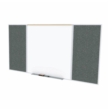 Porcelain Magnetic Whiteboard/ Recycled Rubber Bulletin Board Combo Board, Style D, 5'H x 8'W, Confetti - Click to enlarge