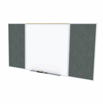 Porcelain Magnetic Whiteboard/ Recycled Rubber Bulletin Board Combo Board, Style D, 5'H x 10'W, Tan Speckled - Click to enlarge