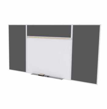 Porcelain Magnetic Whiteboard/ Recycled Rubber Bulletin Board Combo Board, Style E, 5'H x 8'W, Black - Click to enlarge