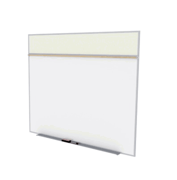 Porcelain Magnetic Whiteboard/ Vinyl Bulletin Board Combo Board, Style A, 5'H x 6'W, Ivory - Click to enlarge
