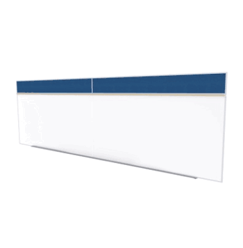 Porcelain Magnetic Whiteboard/ Vinyl Bulletin Board Combo Board, Style A, 5'H x 16'W, Navy - Click to enlarge