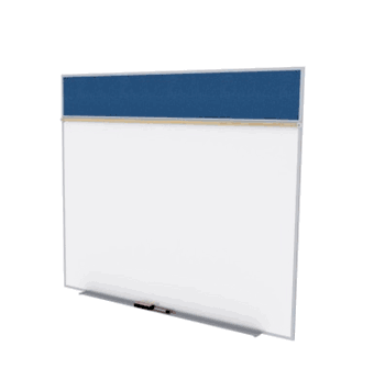 Porcelain Magnetic Whiteboard/ Vinyl Bulletin Board Combo Board, Style A, 5'H x 12'W, Navy - Click to enlarge