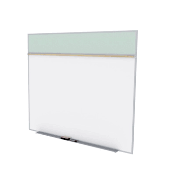 Porcelain Magnetic Whiteboard/ Vinyl Bulletin Board Combo Board, Style A, 5'H x 8'W, Silver - Click to enlarge