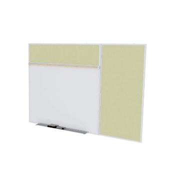 Porcelain Magnetic Whiteboard/ Vinyl Bulletin Board Combo Board, Style B, 5'H x 12'W, Caramel - Click to enlarge