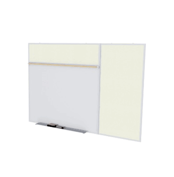 Porcelain Magnetic Whiteboard/ Vinyl Bulletin Board Combo Board, Style B, 5'H x 8'W, Ivory - Click to enlarge