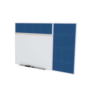 Porcelain Magnetic Whiteboard/ Vinyl Bulletin Board Combo Board, Style B, 5'H x 12'W, Navy - Click to enlarge