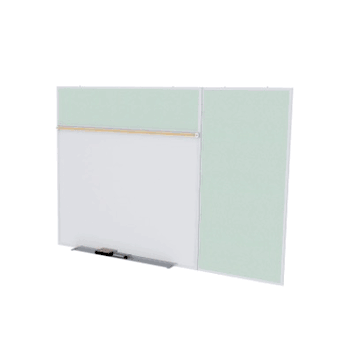 Porcelain Magnetic Whiteboard/ Vinyl Bulletin Board Combo Board, Style B, 5'H x 8'W, Silver - Click to enlarge