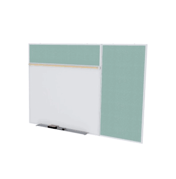 Porcelain Magnetic Whiteboard/ Vinyl Bulletin Board Combo Board, Style B, 5'H x 12'W, Stone - Click to enlarge
