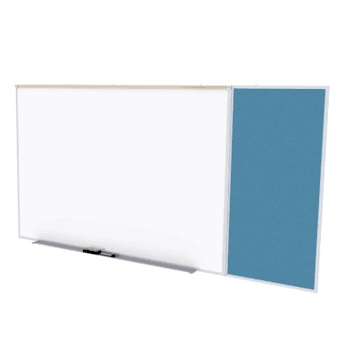 Porcelain Magnetic Whiteboard/ Vinyl Bulletin Board Combo Board, Style C, 5'H x 16'W, Ocean - Click to enlarge