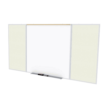Porcelain Magnetic Whiteboard/ Vinyl Bulletin Board Combo Board, Style D, 5'H x 8'W, Ivory - Click to enlarge