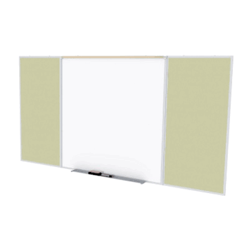Porcelain Magnetic Whiteboard/ Vinyl Bulletin Board Combo Board, Style D, 5'H x 10'W, Caramel - Click to enlarge
