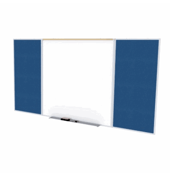 Porcelain Magnetic Whiteboard/ Vinyl Bulletin Board Combo Board, Style D, 5'H x 8'W, Navy - Click to enlarge