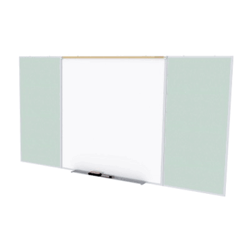 Porcelain Magnetic Whiteboard/ Vinyl Bulletin Board Combo Board, Style D, 5'H x 8'W, Silver - Click to enlarge
