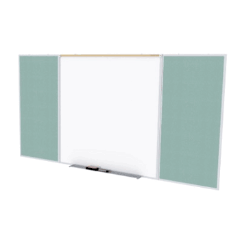 Porcelain Magnetic Whiteboard/ Vinyl Bulletin Board Combo Board, Style D, 5'H x 16'W, Stone - Click to enlarge