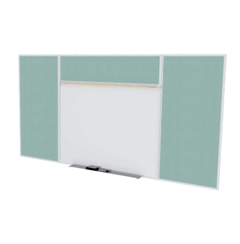 Porcelain Magnetic Whiteboard/ Vinyl Bulletin Board Combo Board, Style E, 5'H x 16'W, Stone - Click to enlarge