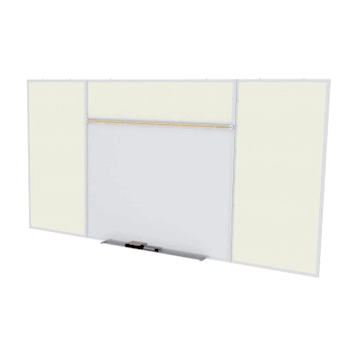 Porcelain Magnetic Whiteboard/ Vinyl Bulletin Board Combo Board, Style E, 5'H x 12'W, Ivory - Click to enlarge