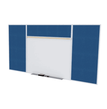 Porcelain Magnetic Whiteboard/ Vinyl Bulletin Board Combo Board, Style E, 5'H x 8'W, Navy - Click to enlarge