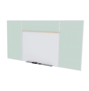 Porcelain Magnetic Whiteboard/ Vinyl Bulletin Board Combo Board, Style E, 5'H x 8'W, Silver - Click to enlarge