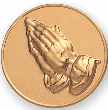 Praying Hands Litho Medal Insert - Click to enlarge