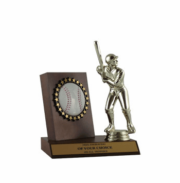 Premium Series Wood Baseball Plaque with Batter Figure - Click to enlarge