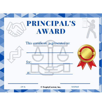 Principal's Award Certificate - Free Template - Click to enlarge