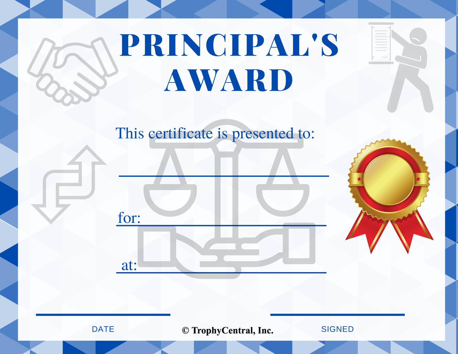 Free Principal’s Award Certificate Template | TrophyCentral